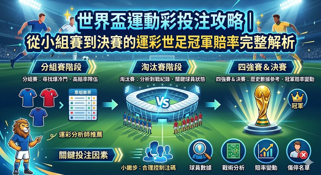 世界盃運動彩投注攻略｜從小組賽到決賽的運彩世足冠軍賠率完整解析